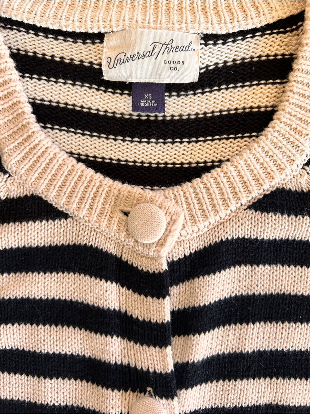 Universal Thread Black & White Striped Button-Front Cardigan NWOT X-Small - Picture 2 of 9